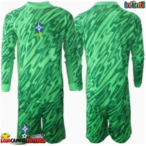 Camisa de Futebol Brasil Goleiro Equipamento Principal Infantil Copa America 2024 Manga Comprida (+ Calças curtas)